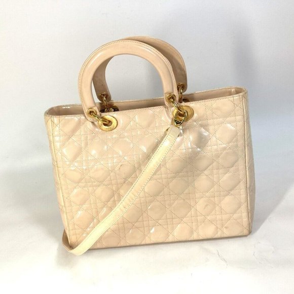 Auth CHRISTIAN DIOR LADY DIOR Cannage 2WAY Shoulder Bag Hand Bag - Picture 2 of 13